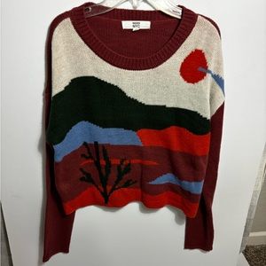 Madden NYC Women’s Scenic Desert Landscape Crop Lightweight Sweater Size…